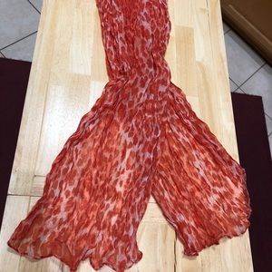 Orange and white animal print scarf